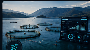 Real aquaculture operation with digital farm monitoring dashboard